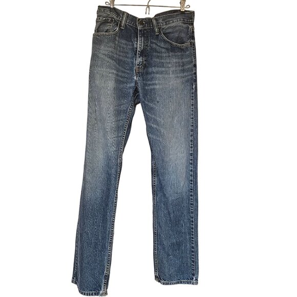 Levi s 505 Jeans Men’s 32x34 Blue Denim Regular Fit Straight Leg Distressed - Picture 1 of 9